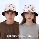 Sun Bucket Hats Women Men Beach Protection Summer Unisex Reversible Fisherman Cotton Fishing Double Side Wear Travel (One Size, Cherry White)