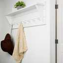 WEBI Coat Rack Wall Mount with Shelf,8 Peg Hooks,34" Long Entryway Wall Shelf with Hooks Underneath for Hanging Coats,Caps,Jacket,Clothes,White