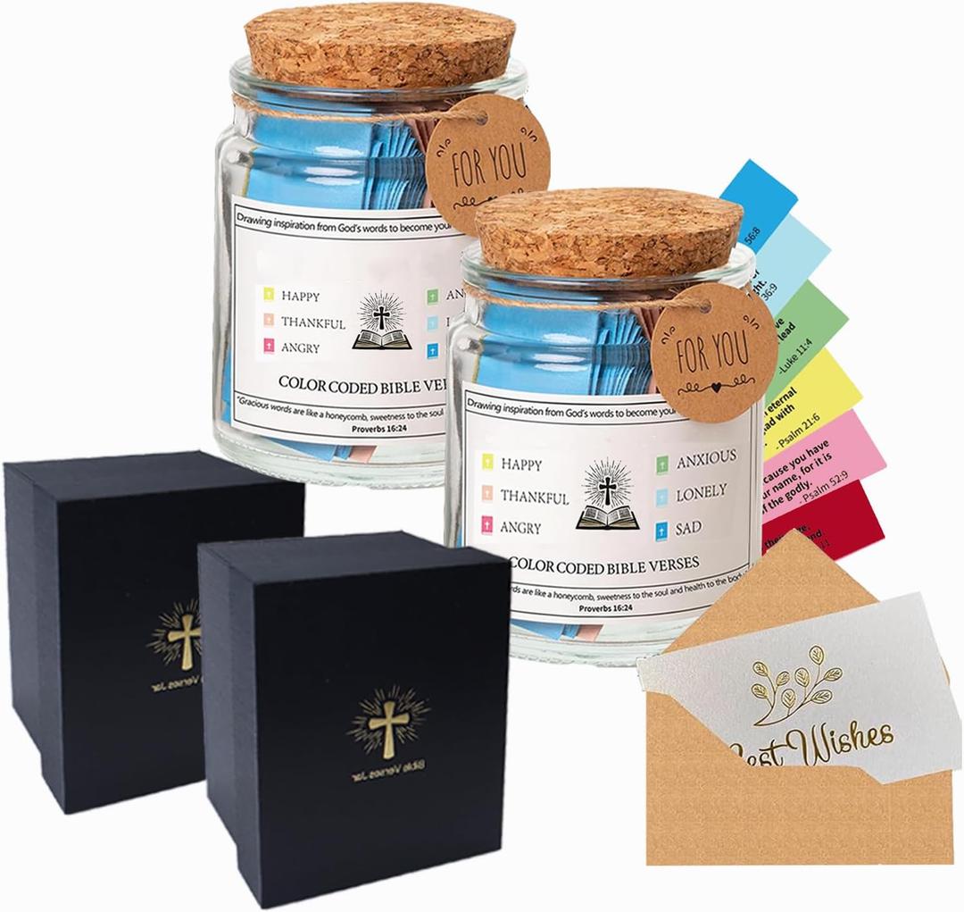 Bible Verse Jar, Read Me When Bible Verses Jar for Emotions and Feelings, Religious Gifts For Women, Scripture Prayer Cards Hope Jar, Bible Study Church Christian Gifts, Christmas Gifts (2pcs)