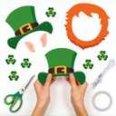24Pcs St. Patrick's Day Mask Crafts Kit, Leprechaun Paper Hat Masks Decorations, Leprechaun Cutouts for Saint Patrick Day Classroom Office Irish Party Supplies Bulletin Boards Lockers Decor