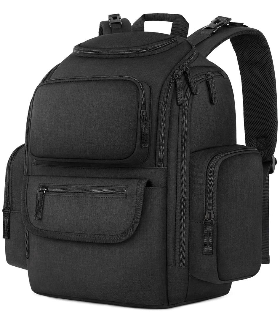 Mancro Diaper Bag Backpack, Extra Large Capacity Baby Diaper Backpack with 2 Insulated Pockets and Stroller Strap, Water Resistant Mens Diaper Bag for TravelBlack