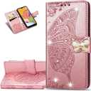 LEMAXELERS iPhone 11 Pro Max Case Bling Diamond Butterfly Embossed Wallet Flip PU Leather Magnetic Card Slots with Stand Cover for iPhone 11 Pro Max Diamond Butterfly Rose Gold SD