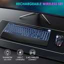 Attoe 2.4G Wireless Keyboard and Mouse Combo, Rechargeable Ergonomic Wireless Computer Keyboard with 7 Colored Backlits, Phone Holder, Volume Knob for Mac Windows Laptop PC