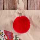 2 x 12 Pcs Small Faux Fur Pom Pom Balls 2.75 in Fur Fluffy Pompom Ball with Elastic Loop for Hats, Shoes, Scarves, Gloves, Bags, Key Chain Charms Accessories, 2 3/4 inches (Red)