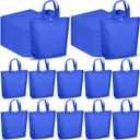 Paterr 100 Pcs Reusable Grocery Bags Bulk Shopping Tote with Handle Non Woven Portable Foldable Tote Bag Gift with Button(Medium,Plain,Dark Blue)