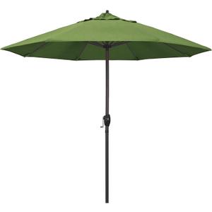 California Umbrella 12-Year Protection 9-Ft Outdoor Patio Umbrella, Sunbrella Fade-Resistant Acrylic Fabric, Auto Tilt and Crank, Heavy-Duty Aluminum Frame/ Reinforced Ribs, Bronze Pole, Spectrum Cilantro