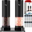 Electric Salt and Pepper Grinder Set, Includes 8 AAA Batteries, Upgraded Large 100ML Capacity, Automatic Battery Powered Pepper Mills with LED Light, Adjustable Coarseness, One Hand Operation (2 pack)