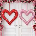 Lineshading 2 Pack 12 Inch Large Valentine's Day Heart Ornaments for Tree Red Pink Glitter Heart Ornaments Valentines Wreaths Foam Hang Valentines Decoration for Front Door Holiday Wedding Anniversary