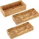 Umigy 3 Pcs Wicker Baskets Water Hyacinth Toilet Paper Basket Woven Rectangle Toilet Tank Basket Hyacinth Paper Storage Holder Organizer Storage Containers for Bathroom Bedroom Kitchen(Classic)