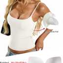 EasyGala Womens Padded Cami Tank Tops Double Lined Spaghetti Strap Built in Bra Shirts Slim Fitted Basic Summer Cloth 2026 (Beige, M)