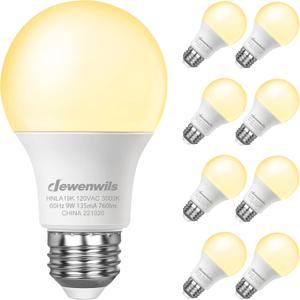 DEWENWILS 8-Pack A19 LED Light Bulbs, 760LM, 3000K Warm Light Bulbs, Energy Saving E26 LED Bulb 60 Watt, Non Dimmable Light Bulb, UL Listed (3000k Soft White)