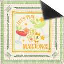 Green and Yellow Chinoiserie Mahjong Mat 31.5 x 31.5 in,Cocktail Floral Chinese Non-Slip Noise Reduction Gaming Mat for Table American Mahjong Poker Board Games Card Games Dominoes
