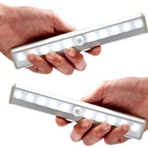 10LEDs Outdoor Sensor Step Light,2 Pack RV Sensor LED Closet Light,Stick-On Anywhere Magnetic Night Strip Light for Flight of Steps,Closets,Cabinets,Hallways,Bathrooms,Car Trunks(Cold White)