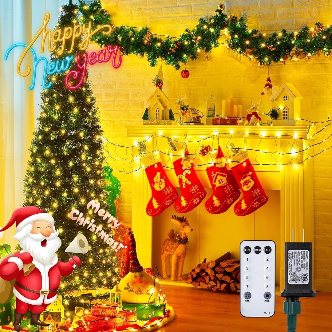 LED Christmas Net Lights, 300LED 32FT Waterproof String Lights with Timer Remote, Tree Trunk Wrap Christmas Net Lights for Indoor Outdoor Home Tree Palm Pillar Xmas Party Yard Decoration, Warm White