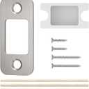 Satin Nickel 1" X 2 1/4" Deadbolt Strike Plate Door Backplate Round Corner Door Strike Plate with Wood Dowels