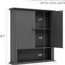 Bathroom Wall Cabinet, Over The Toilet Storage With Adjustable Shelf, Wall Mount Hanging Cabinet,2 Magnetic Doors, Middle Grey, 7.2"D x 22.8"W x 22.5"H