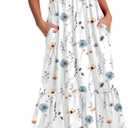 Zeagoo Women Summer Midi A Line Dress Short Sleeve Casual Flowy Tiered Beach Long Sundress with Pockets 2026 Vacation Travel M