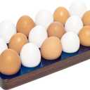 Wooden Egg Holder Countertop, and Deviled Tray - Tabletop Display Refrigerator Storage, Countertop for Fresh Eggs -18 Rack, Blue
