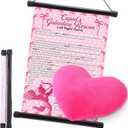 Galentine's Day Party Game Pass the Heart Game Galentines Left Right Story Hanging Scroll with Plush Heart Valentine's Gift for Women Besties Adults Party Supplies Activities Challenge Prizes