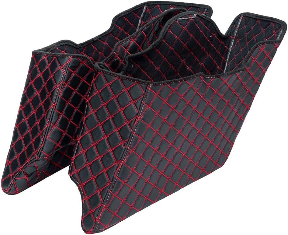 Stretched Saddlebag Liners for Harley Touring Models 2014-2023 (Road King, Electra, Road Street Glide, Ultra Classic) with Red Thread Stitching - NOT for CVO Saddlebags