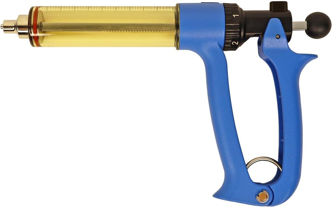 50ML Semi Automatic Livestock Syringe, Adjustable Continuous Repeating Luer Lock Syringe for Cattle Cow Goat Sheep Pig