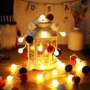 Pack of 2, Tuanse 20 Pack LED Pom Poms Fairy Light LED Light String 5.91 ft Red White and Blue Fur Ball Round Battery Operated String for Patriotic Party Home Bedroom Holiday Decor