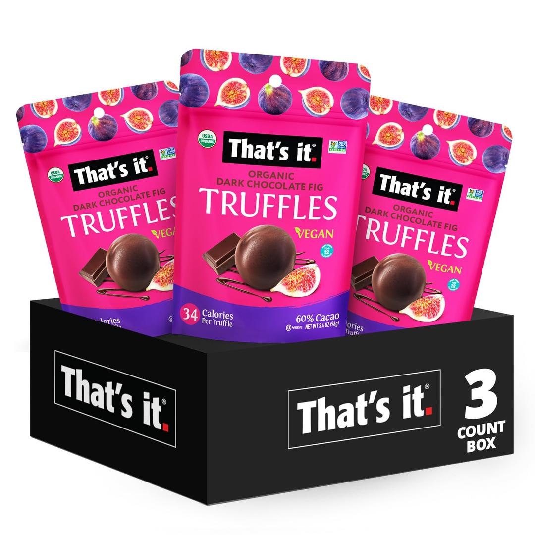 That's it Organic Dark Chocolate & Fig Truffles. 100% Plant-Based, Vegan, Gluten-Free, All Natural, BBD: 12/23/2027 (3 Pack)