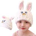 Microfiber Hair Towel Wrap for Kids, White Rabbit Dry Hair Cap Suck Water, Absorbent Quick Girls Boys Hair Drying Towel, Lightweight Bouncy Hat Headscarf for Wet Hair