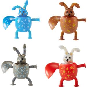 2 x Telescopic Suction Cup Easter Bunny Pop Tube Toy  Easter Egg Fillers Basket Stuffers Essentials Sensory Fidget Gifts Party Favors4pcs