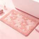 Pink Flower Bath Mat Cute Bathroom Rugs Tufted Microfiber Quick Dry Bath Mats for Bathroom Bathtub Bedroom Rug Water Absorbent Non Slip Bath Rug Washable Aesthetic Decor Carpet, 24" x 35"