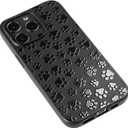 Matte Black Case Compatible with - iPhone 12 Pro - iPhone 12-6.1 inch Protective TPU Rubber Cover with Pawprint Cute Bumper Kawaii Design Shockproof for Teen Girls Minimal Cat Dog Animal Funny