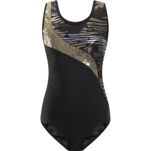 Viriber Gymnastics Leotards For Girls Gymnastics Girls' Activewear Dresses Dance Ballet Suit (15-16 Years), Black 