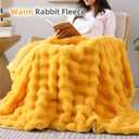 Smoofy Faux Fur Throw Blanket for Couch - Mustard Yellow Soft Cozy Bubble Blanket, Fluffy Plush Fuzzy Throw for Sofa & Bed, Thick Lightweight Warm Blanket, Luxury Aesthetic Gift for Women 60"x80"