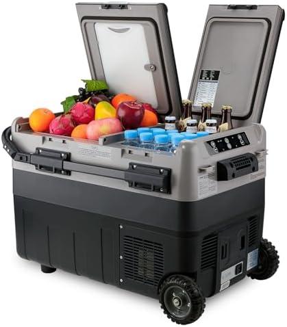 Kohree 12 Volt Car Refrigerator, 42 Quart (40L) Dual Zone Car Fridge, Portable Refrigerator Dual Door -4℉-68℉ Electric Cooler Portable Freezer 12/24V DC and 100-240V AC for RV, Camping, Travel