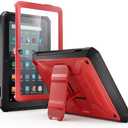 DJ&RPPQ All New Case for 7 Inch Tablet Built in Screen Protector Kids Case Equipped with Built-in Bracket Not for TCL Tablet -Red