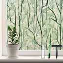 DKTIE Window Film Privacy with Installation Tools, Decorative Stained Glass Window Clings for Home, Static Cling Window Sticker for Front Door, Bathroom, Glass Door (Dark Green, 17.7'' x 78.7'') 2 pack