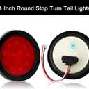 4 Pcs 4" Inch Round Led Trailer Tail Lights Red 12 LED, 4" Inch Round LED Stop Turn Brake Tail Lights Sealed Grommet Mount w/ 3 Prong Trailer Wire Pigtails RV Boat IP67 Waterproof 12V