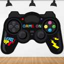 Large Video Game Shaped Backdrop Game on Photography Backdrop Gaming Party Decoration Gaming Photo Prop Level up Background for Kids Birthday Video Gamer Level Up Theme Party Decoration 70.9inch