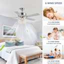 52 Inch Crystal Ceiling Fan with Light and Remote Control, Modern Chandelier Fan with 5 Reversible Wood Blades Chrome Fandelier for Living Room Bedroom (Fine line Crystal-Ceiling Fan), D52