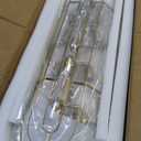 40" Rectangular Crystal Chandelier, 15-Light Smoke Grey K9 Crystals with Gold Frame, Adjustable Height Dining Room Light Over Table for Kitchen Island Living Room