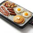 Elite Gourmet 10" x 20", Electric Griddle, Large PFAS-Free Ceralast Ceramic Non-Stick Surface Cool-touch Handles, Removable/Adjustable Thermostat, Easy to Clean Removable Grease Tray, Black/Grey