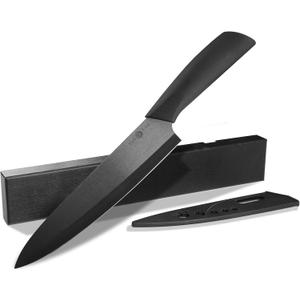 Ceramic Chef Knife-8" Ceramic Knife with Sharp Ceramic Blade,with Cover and Box-Versatile Kitchen Chef's Tool for Cutting, Slicing, Dicing, Chopping-Ideal for Vegetables and Fruits (Black)