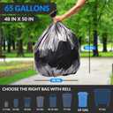 Reli. SuperValue 65 Gallon Trash Bags | 120 Count | Made in USA | Heavy Duty | Bulk | Black Multi-Use Garbage Bags