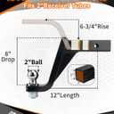 METOWARE Trailer Hitch Ball Mount with 2-Inch Ball & 5/8" Hitch Pin Clip, Fits 2-Inch Receiver, 7500 lbs Capacity Ball Hitch, 8-Inch Drop, Black