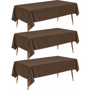 Pureegg Plastic Table Cloth Disposable 54x108 Brown 3Pack, 54" X 108" Rectangle