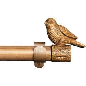 Adjustable 36-72 Inch Faux Wood Curtain Rods for Windows, 1-1/8" Heavy DutyCurtain Rod with Flying Bird Finials, Single Decorative Window Drapery Rod for Patio Door