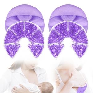 Hot Cold Gel Bead Breast Therapy Pack, Breast Ice Packs for Breastfeeding, Relief for Breastfeeding, Nursing Pain, Mastitis, Engorgement, Plugged Ducts, Boost Milk Let-Down & Production (Purple)