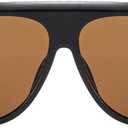 IKANOO Retro 70s Aviator Sunglasses for Women Men Oversized Classic Vintage Square Aviator Trendy Shades (Black/Brown)