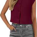 PRETTYGARDEN Women's Suit Vest Crop Tops Spring Summer Dressy Business Casual Work Office Clothes Trendy Blazer Waistcoat (X-Large, Wine Red)