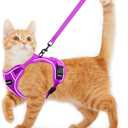 Cat Harness and Leash for Walking Escape Proof Soft Adjustable Cat Leash Breathable Comfortable Vest Easy to Wear Kitten Harness for Outdoor Travel (Purple, M (13-18lb))